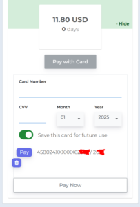 פרטי כרטיס לחיוב Pay with card
