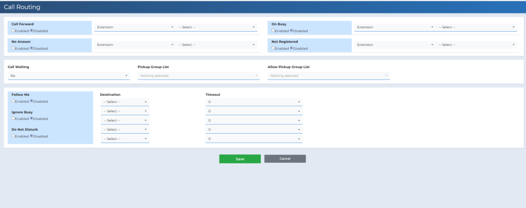הגדרות שלוחת SIP מתקדמות
